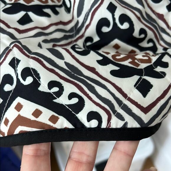 NWT EARLY FALL PUFFER JACKET by COMMENSE Stylish Black Brown Patterned S - Picture 8 of 10